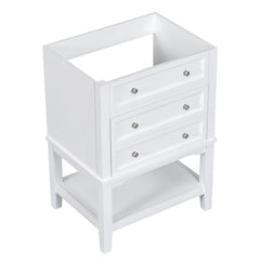 24" Bathroom Vanity Without Sink, Base Only, Storage Cabinet With Drawer And Open Shelf - White