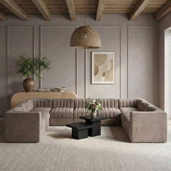 Rummi - Velvet Performance Fabric Upholstered 9 Piece Modular Sectional