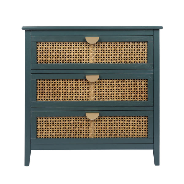 3 Drawer Cabinet, Natural Rattan, American Furniture