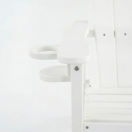 Outdoor Bar Height Adirondack Patio Chair With Cup Holder And Armrests All Weather UV Resistant - White