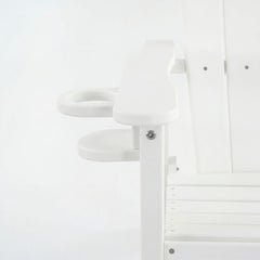 Outdoor Bar Height Adirondack Patio Chair With Cup Holder And Armrests All Weather UV Resistant - White