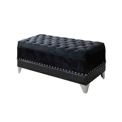 Tufted Trunk With Nailhead Trim Storage Solution - Black