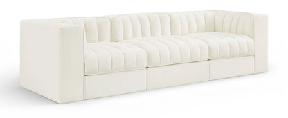 Rummi - Velvet Performance Fabric Upholstered 3 Piece Modular Sofa