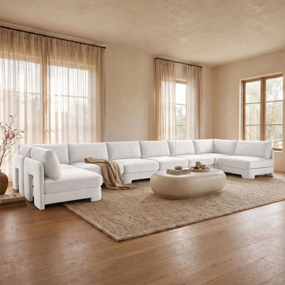 Hammond - Velvet Performance Fabric Upholstered 8 Piece U-Shaped Armless Sectional - Beige