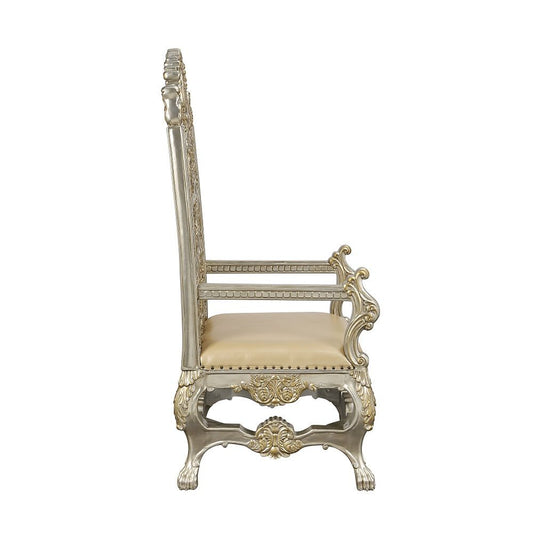 Danae - Arm Chair (Set of 2) - Synthetic Leather , Champagne & Gold