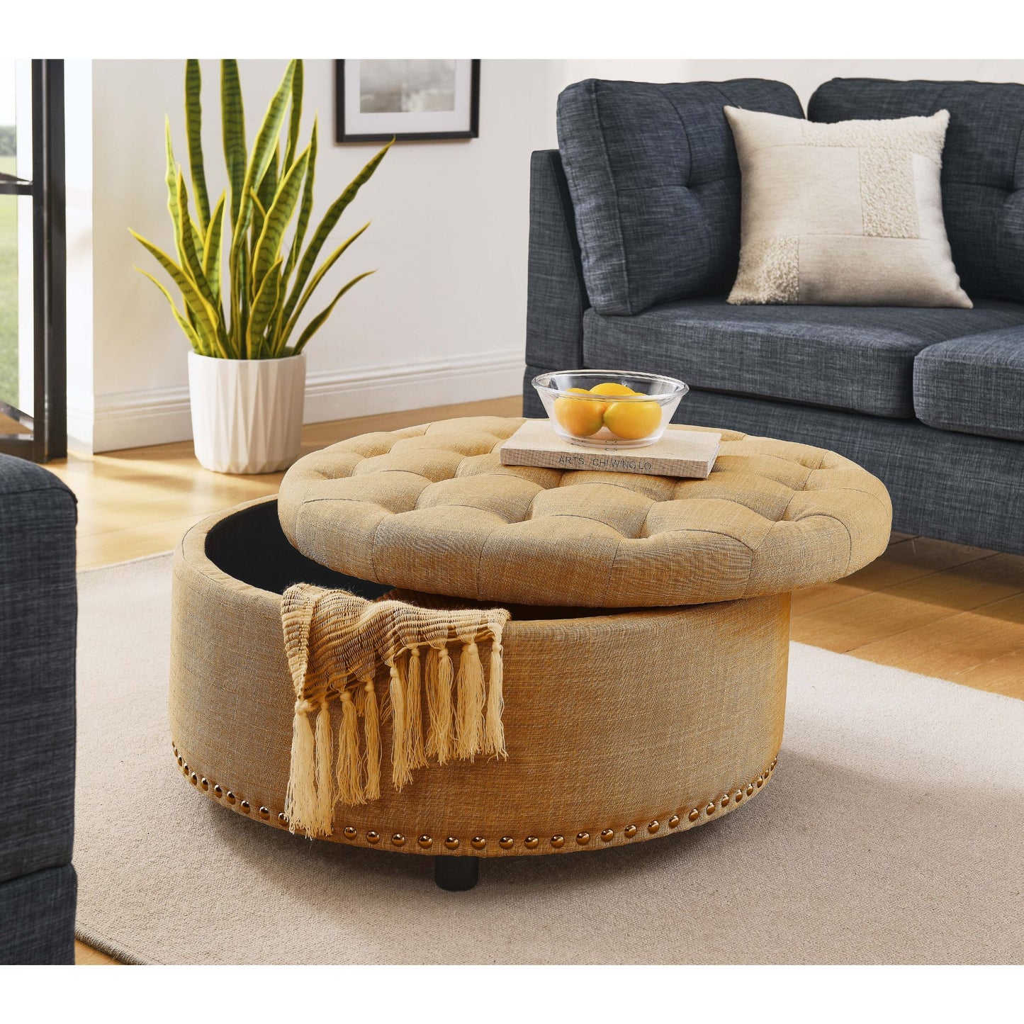 Tufted Storage Ottoman With Upholstery