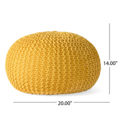 Bordeaux - Knitted Cotton Round Pouf Ottoman, Floor Cushion