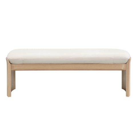 Footstool With Soft Cushion For Living Room - Beige / Natural