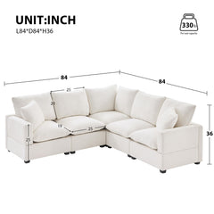 Modern L Shape Modular Sofa, 5 Seat Chenille Sectional Couch Set With 2 Pillows Included, Freely Combinable Indoor Funiture For Living Room, Apartment, Office