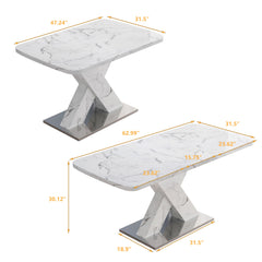 Modern Rectangle Dining Table With Stretchable TopAnd X Shape Legs