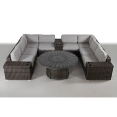 Patio Seating Group With Cushions And Fire Pit - Espresso