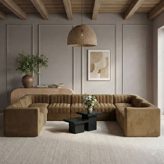 Rummi - Velvet Performance Fabric Upholstered 9 Piece Modular Sectional