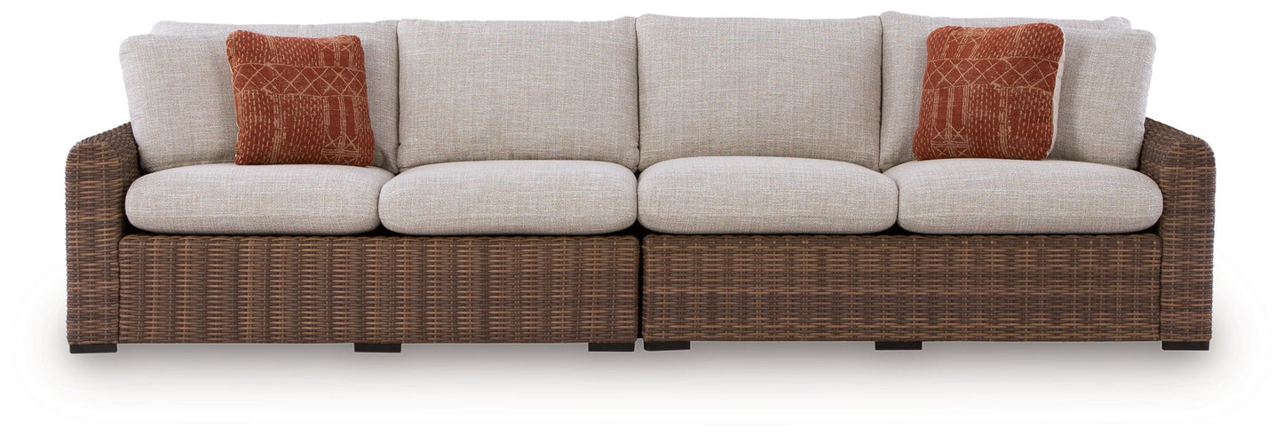 Dolan Creek - RAF/LAF Loveseat With Cushion (Set of 2) - Beige / Brown