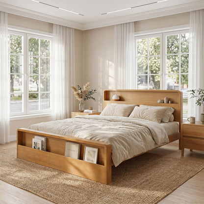 Bed Frame With Dual Open Storage Headboard And Footboard