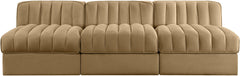 Rummi - Velvet Performance Fabric Upholstered 3 Piece Modular Armless Sofa