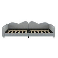 Upholstered Daybed, Sherpa Fabric Sofabed With Cloud-Shaped Backrest