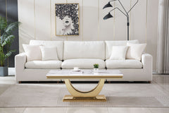 Printed Marble Top Coffee Table, Mirror Finish Stainless Steel Base