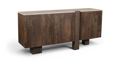 Pietra - Travertine And Mango Wood Sideboard / Buffet - Brown / Beige
