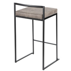 Fuji - Contemporary Stackable Counter Stool (Set of 2) - Black / Stone
