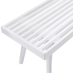 Larwich - Solid Wood Slatted Bench - White