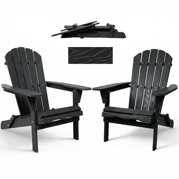 Folding Adirondack Lounge Chair With Embossed Grain Texture