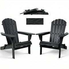 Folding Adirondack Lounge Chair With Embossed Grain Texture