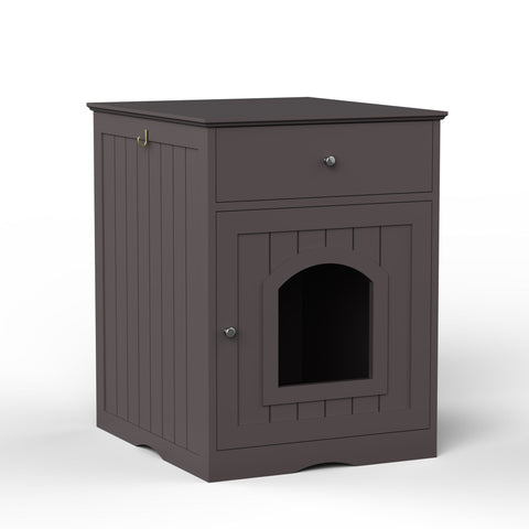 Pet House Cat Litter Box Enclosure With Drawer, Side Table