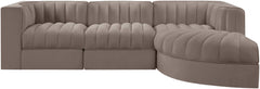 Rummi - Velvet Performance Fabric Upholstered 4 Piece Modular Sectional, With Reverse Corner Chair