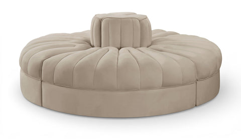 Rummi - Round Velvet Performance Fabric Upholstered 4 Piece Modular Sofa