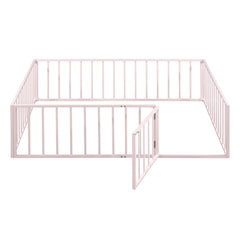 Metal Floor Bed Frame With Fence And Door