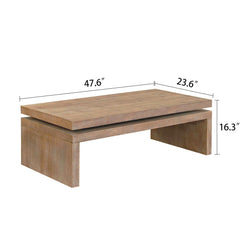 Modern Rustic Wood Table, Rectangular Living Room Center Table With Floating Top Design