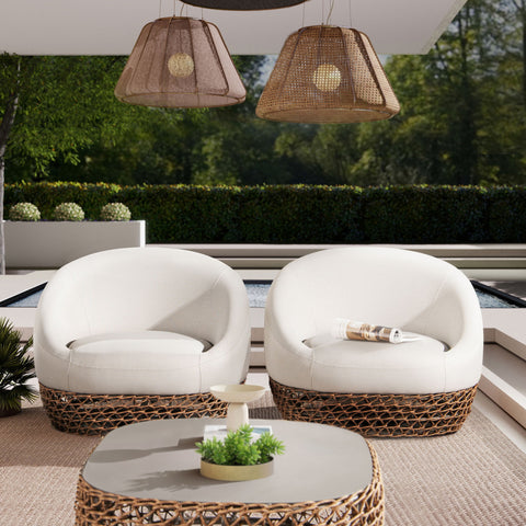 Willow - Upholstered Patio Deep Seating Armchair, Wicker Frame