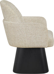 Marlowe - Linen Textured Fabric Upholstered Swivel Dining Arm Chair - Stained Black