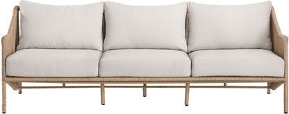 Coastline - Olefin Water Resistant Fabric And Wicker Outdoor Patio Sofa - Beige