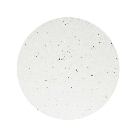 Outdoor Terrazzo Concrete Drum End Table, Living Room Accent Table - White Terrazzo