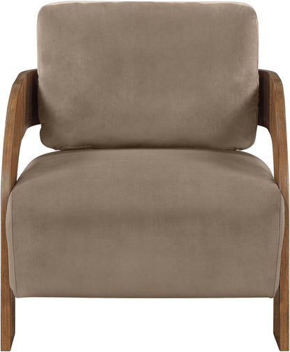 Cedra - Velvet Performance Fabric Upholstered Accent Chair - Brown Frame