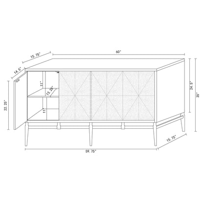 Capri - 4 Door Accent Cabinet - Brown / Gold