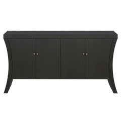 Refined Industrial 4 Door Credenza With Arc Legs & Bronze Clasps