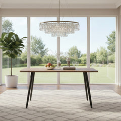 Modern Minimalist 47" Wood Dining Table With Metal Legs For 4 - Wood