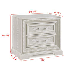 2 Drawer Storage Nightstand Bedroom Furniture - Antique White