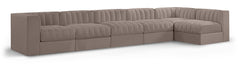 Rummi - Velvet Performance Fabric Upholstered 6 Piece Modular Sectional, L-Shaped (Right)