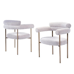 Kitchen Dining Chair With Armrest (Set of 2) - Gold / Creamy White