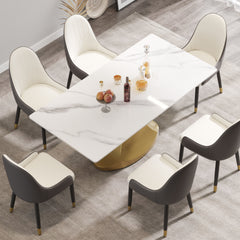 Modern Artificial Stone Panel Stainless Steel Curved Legs, Can Accommodate 6 - 8 People