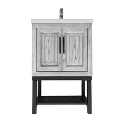 Modern Freestanding Bathroom Vanity With Ceramic Sink, Hot And Cold Faucet, Storage Cabinet & Open Shelf