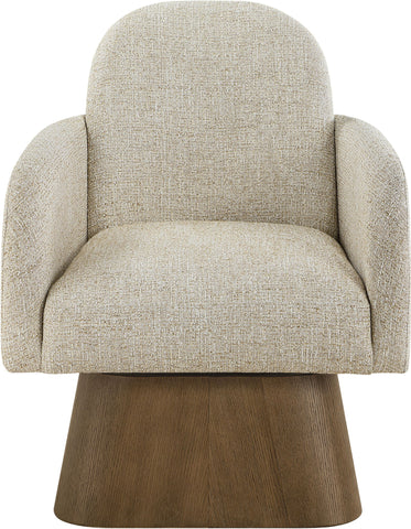 Marlowe - Linen Textured Fabric Upholstered Swivel Accent Chair - Stained Brown