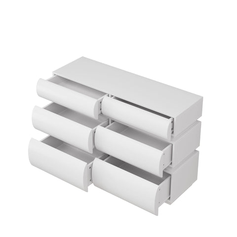 Minimalist Modern 6 Drawer Dresser, Handle Free Design With Wide Storage