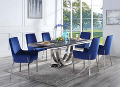 Cambrie - Side Chair (Set of 2) - Blue Velvet & Mirrored Silver