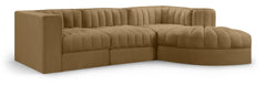 Rummi - Velvet Performance Fabric Upholstered 4 Piece Modular Sectional, With Reverse Corner Chair