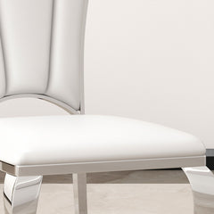 Modern ette Dining Chairs, Unique Backrest Design With Stripe Armless Chair (Set of 2)