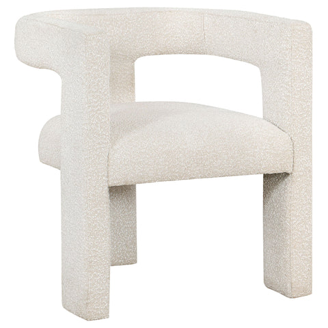 Verda - Upholstered Accent Side Chair In Soft With Rounded Open Back And 3 Leg Base - White